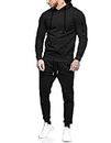 COOFANDY Men's Tracksuit 2 Piece Hooded Athletic Sweatsuits Casual Running Jogging Sport Suit Sets Black