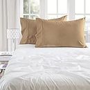 HKS BEDDING - 600 TC Luxury Soft and Comfy Pillow Case - Set of 2, King- 20 x 36 Inches Size Taupe Solid