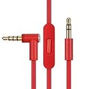 Replacement Audio Cable Cord Wire,Compatible with Beats Headphones Studio Solo Pro Detox Wireless Mixr Executive Pill with in Line Mic and Control (Red)