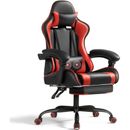 Gaming Chair with Footrest and Massage Lumbar Supportwith 360°Swivel and Headres
