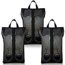 Shoe Bags for Travel, 3 Pack XX-Large Waterproof Shoe Bags for Women & Men, Translucent Design protable Shoe Organizer Bag for Packing with Sturdy Zipper(Black), Black 3pack, 3 Pack