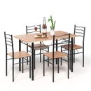 Giantex 5Pcs Dining Table Set w/ 4 Chairs Wood Metal Frame Kitchen Furniture