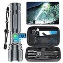 Flashlights 20000 High Lumens Rechargeable - 1500 Meters Long Beam Super Bright LED Flash Light with Power Display & IPX5 Waterproof for Camping, 20H Runtime,5 Modes,Zoomable Handheld Flashlight