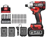 JPT Combo Cordless Impact Driver Kit, 21V Max Lithium Ion 1/4’’ All-Metal Hex Chuck 0-3000RPM Variable Speed with 16 Pieces Impact Screwdriver Bits Set