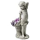 Design Toscano EU9294 Frances the Flower Girl Garden Statue with Planter, 10 Inches Wide, 8 Inches Deep, 21 Inches High, Handcast Polyresin, Antique Stone Finish