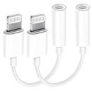 2 Pack Adaptador Auriculares iPhone [Certificado Apple MFi] - Lightning to Jack 3.5mm para Cascos Aux Audio - Cable Jack Accesorios Kompatibel mit iPhone 14/13/12/11/Xs/XR/X/8/7 für Alle iOS