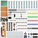 REES52 Electronics Component Fun Kit w/E-Book, Upgraded Electronic Starter Kit with Breadboard Jumper Wires Kit, PCB Soldering Kit, LEDs & Resisitor Kit, Resistance Card for iduino