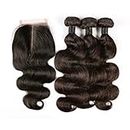 BLISSHAIR 8 inch Human Hair Weave Extensions Brésiliens Hair Perruque 3 Bundle trame + 1 closure