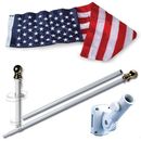 American Home Nylon 3x5 Ft US Flag Set w/ 6-Feet Spinning Flag Pole Bracket