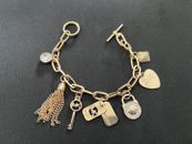 MK Michael Kors Charms Bracelet Bangle Womens Jewelry  gold Tone Key