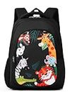 Frantic Waterproof Polyester 26 L School Backpack with Pencil/Staionery Pouch School Bag Daypack Picnic Bag For School Going Boys & Girls (BK_Black_Animals_24_A)
