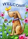 Toland Home Garden 112078 Welcome Dog Spring Garden Flag, 12x18 Inch, Double Sided for Outdoor Summer House Yard Decoration