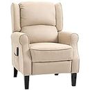 HOMCOM Massage Recliner Chair for Living Room, Push Back Recliner Sofa, Wingback Reclining Chair with Extendable Footrest, Remote Control, Side Pockets, Beige
