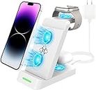 Wireless Charging Station,3 in 1 Wireless Charger for iPhone 15 14 13 12 Plus Pro Max,Fast Wireless Charger for Apple Watch 9/8 iWatch Ultra2/Ultra SE 6 5 4 3 Charging Docking Stand for Air-pods