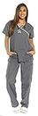 Just Love Women's Trouser & Tunics/Medical Scrubs Set X-Small Gray with Pink Trim