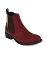 Bruno Manetti Women's Maroon Ankle Length slipon with side elastic kroko style Boots