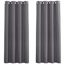PONY DANCE Grey Blackout Curtains for Bedroom 54 Inch Drop Eyelet Thermal Curtains & Drapes Short Blackout Curtains for Window Treatment Living Room/Kitchen, 2 Panels, W46 X L54, Gray