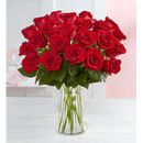 1-800-Flowers Flower Delivery Two Dozen Red Roses W/ Red Footed Vase W/ Free Clear Vase