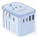 EPICKA Universal Travel Adapter, International Power Plug Adapter with 3 USB-C and 2 USB-A Ports, All-in-One Worldwide Wall Charger for USA EU UK AUS (TA-105C, Blue)