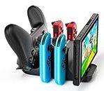 ALLEASA 6 in 1 Controller Charger Dock Station for Nintendo Switch, Support 4 JoyCon and 2 NS Pro controllers to charge simultaneously, with LED Charging Indicator and Type C Charging Cable