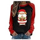 Amazon Clearance Warehouse Deals Pull Noël Femme Casual Women Tops Blouse Christmas Raglan Long Shirts Printing Sleeve Women's Blouse Plastron Blanc Clearance