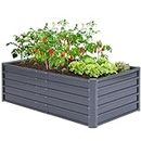 Ohuhu Metal Raised Garden Bed Outdoor 6x3x1.9 FT Reinforced Galvanized Rustproof Colored Steel Planter Boxes for Vegetables, Heavy Duty Raised Beds for Growing Flowers Herbs Succulents