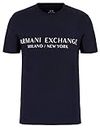 A|X ARMANI EXCHANGE Men's Short Sleeve Milan New York Logo Crew Neck T-Shirt, Navy, Small