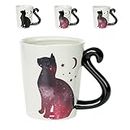 infloatables Kaffeetasse mit Farbwechsel, Katze, 3D-Keramik, schwarz, niedlich, Fassungsvermögen: 340 ml, wärmeempfindliche Mondkatzentasse, einzigartiges Geburtstags-/Mutter-Geschenk für Frauen