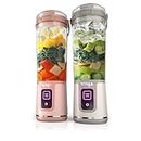 Ninja BC155PS Blast Two-Pack Portable Blender, Cordless, 18oz. Vessel, Personal Blender for Shakes & Smoothies, Leakproof Lid & Sip Spout, USB-C Cord, Dishwasher Safe Parts, BPA Free, Peach & Stone