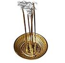 Pure Source India Brass Incense Sticks Holder, Agarbatti Stand with Ash Catcher, 4 Inch, Gold(Round)
