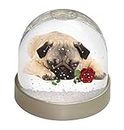 Advanta Group Pug Dog with a Red Rose Photo Snow Globe Waterball