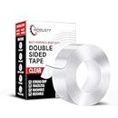 Robustt Double Sided Tape(Pack of 1) 3m x 3 Cm, Heavy Duty, Transparent IVY Grip Tape, Removable Traceless Mounting Best Suited for Wall Tape, Kitchen, Home Décor & DIY