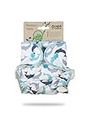 Petit Lulu Höschenwindel für Neugeborene (2-6kg) Druckknöpfe | Fluffy Organic | Bambus natürliche wiederverwendbare Stoffwindeln | Ohne Polyester (Delfine)