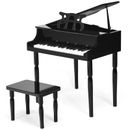 Classical Kids Piano 30 Keys Wood Toy Mini Grand Piano with Bench Pink/Black