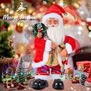 Allnice Electric Santa Claus for Christmas Decoration with Music and Light Singing Dancing Christmas Doll Santa Claus Standing Toy Musical Moving Christmas Santa Claus Ornaments Xmas Gift, Red