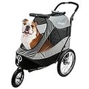 Petique Trailblazer Jogger, Dog Cart for Medium Size Pets, Ventilated Pet Stroller for Cats & Dogs, Gray