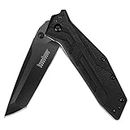 Kershaw Brawler Pocketknife, 3" 8Cr13MoV Steel Modified Tanto Blade, Assisted Folder Opening with Flipper, Liner Lock System, Tactical EDC