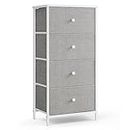 SONGMICS Dresser for Bedroom, Fabric Dresser with 4 Drawers, Metal Frame, Small Chest of Drawers, Dove Gray and Cream White ULTS314L10