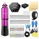 Wormhole Rotary Tattoo Machine Kit - 40 Cartridges, 20 Inks, Power Supply - Complete Professional Tattoo Pen Set for Beginners and Artists