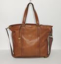 Fossil Leather Laptop Bag Tote Brown With Shoulder Strap
