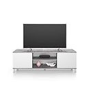 Mobili Fiver, Mueble de TV Rachele, Color Cemento Gris - Fresno Blanco, 150 cmx42 cmx48 cm, Mueble para TV de hasta 65'' TV, Made In Italy