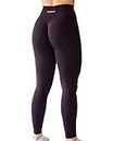 AUROLA Workout Leggings for Women Seamless Scrunch Tights Tummy Control Gym Fitness Girl Sport Active Yoga Pants, Winetasting, Small