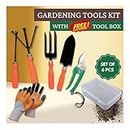 Bombay Greens 6 in 1 Garden Tools Set | Home Gardening Kit| Cultivator | Fork | Trowel | Weeder | Garden Gloves | Pruner Cutter & Free Tool Box | Gardening Kit