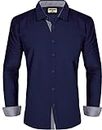 LookMark Men's Cotton Blend Stitched Solid Full Sleeve Shirt(Shirt 04-M) Blue