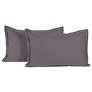 Kuber Industries Cotton Luxurious Pillow Cover|Ultra Soft Satin Striped Pillow Case|Breathable & Wrinkle Free|Pack of 2(Grey)