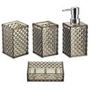 4 Pack Bathroom Accessories Set, PS Soap Dispenser and Toothbrush Holder, Brown 