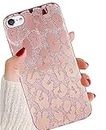 iPod Touch 7th Generation Case, J.west iPod Touch 6 iPod 5 Case, Luxury Saprkle Bling Glitter Metallic Leopard Print Design Soft Slim Protective Cases for Women Girls TPU Silicone Cover Case Rose Gold