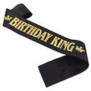 Birthday Queen Sash,Girl Birthday Party Decoration Supplies,Birthday Gift for Men(Black-Gold)