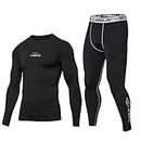 zhushuGG Traje de ropa Quick Fitness Fitness Leights Dry Men's Long - Sleeved Sports Men Suits & Sets Slim Fit (Black, L)