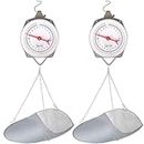 Tellegloww 2 Sets 110 lbs Large Display Hanging Scale with Scale Scoop Kitchen Dial Weight Scale Silver Industrial Spring Scales for Shopping Traveling Food Produce Weighing